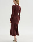 Neoprene Front Drape Dress, Bordeaux