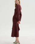 Neoprene Front Drape Dress, Bordeaux