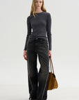Feather Weight Ribbed Crewneck, Charcoal