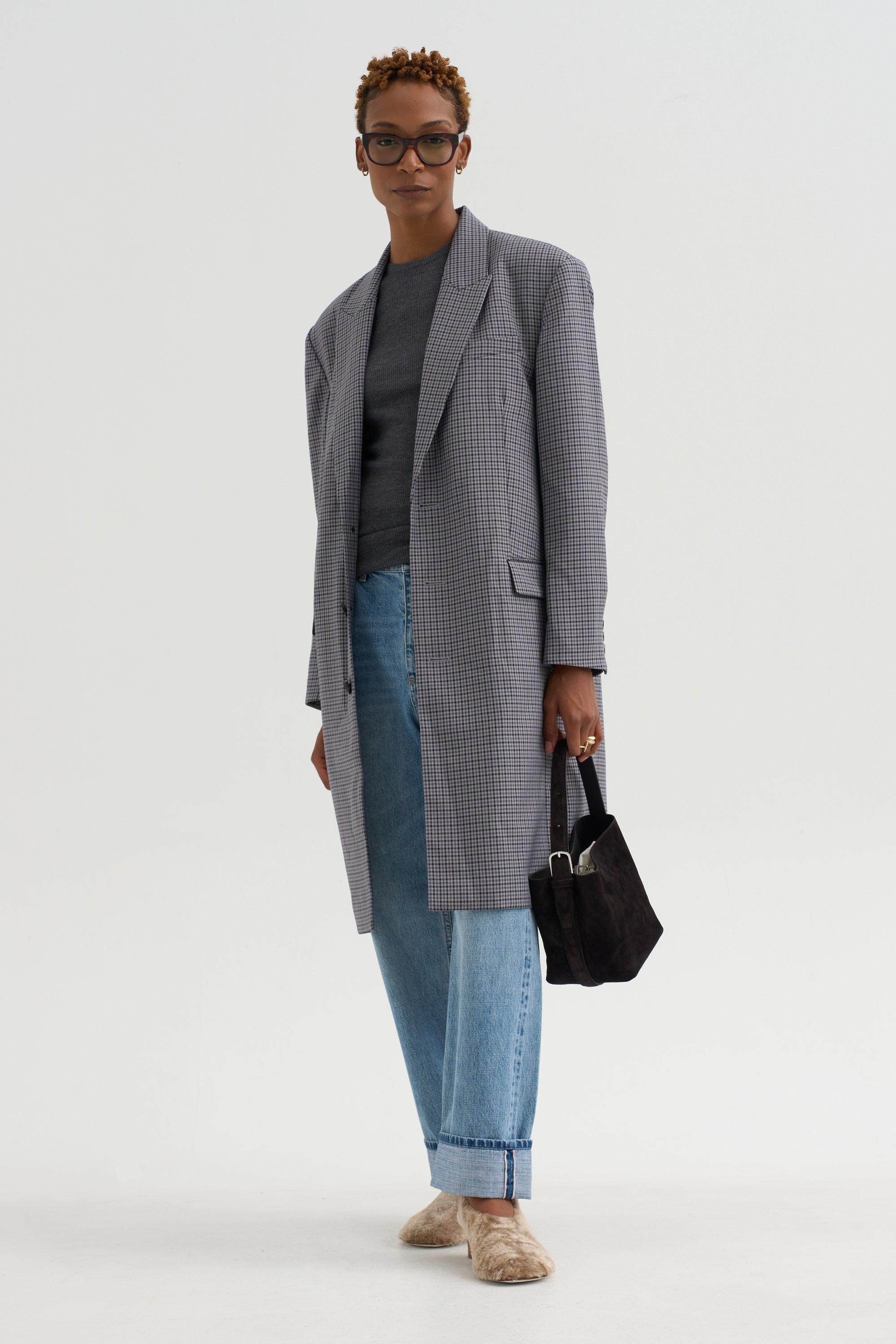 Menswear Tech Twill Tailored Coat, Grey Multi