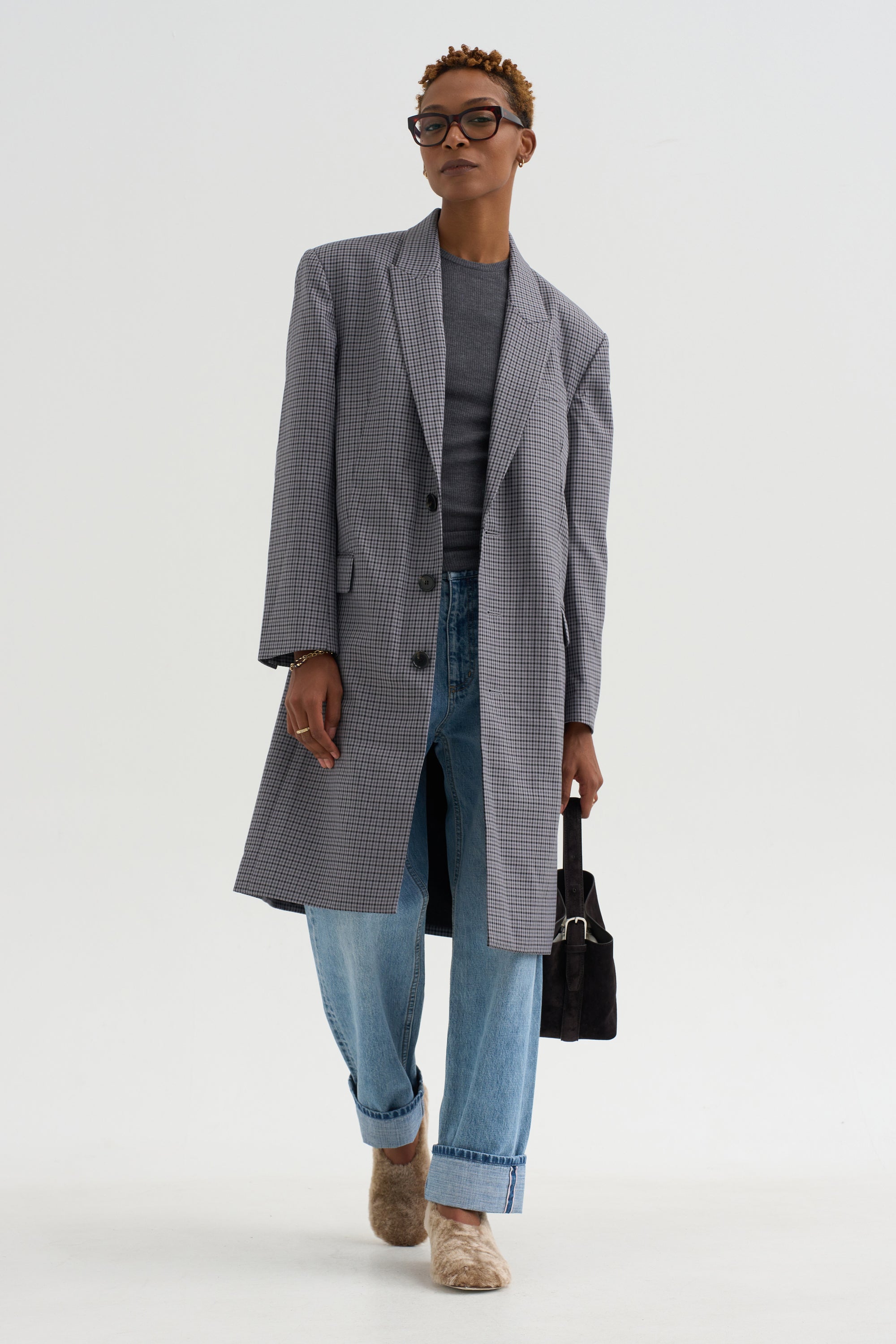 Menswear Tech Twill Tailored Coat, Grey Multi