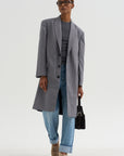 Menswear Tech Twill Tailored Coat, Grey Multi
