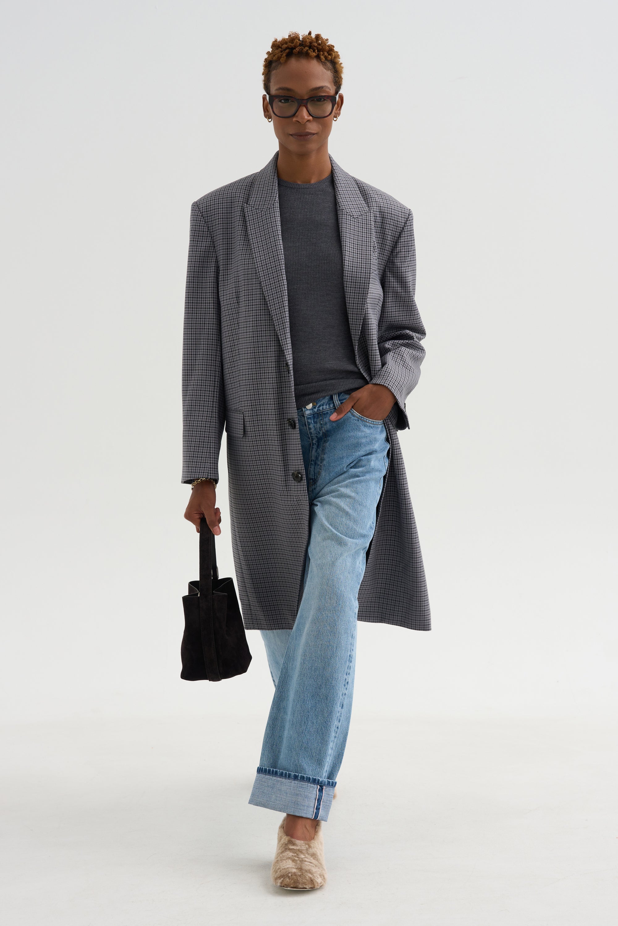 Menswear Tech Twill Tailored Coat, Grey Multi