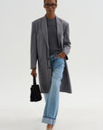 Menswear Tech Twill Tailored Coat, Grey Multi