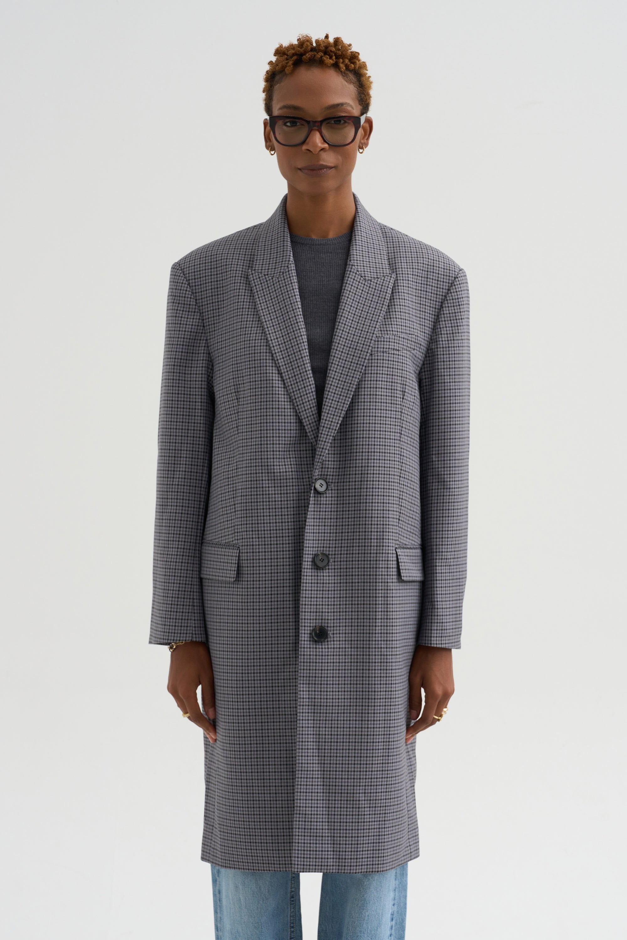 Menswear Tech Twill Tailored Coat, Grey Multi