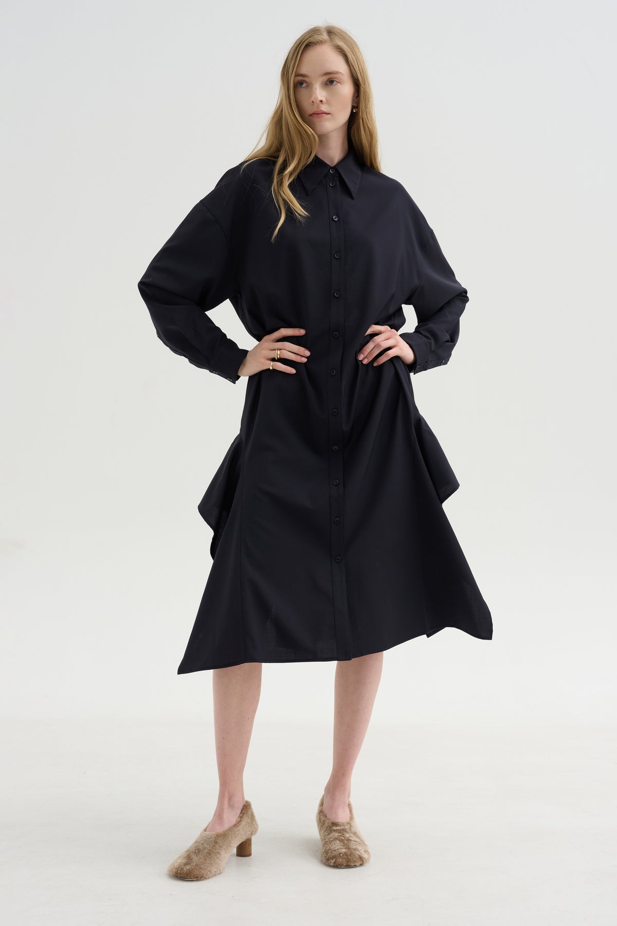 Shirtdress Tropical Wool, Navy