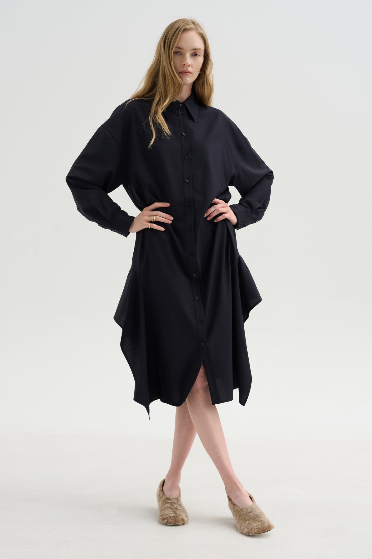 Shirtdress Tropical Wool, Navy
