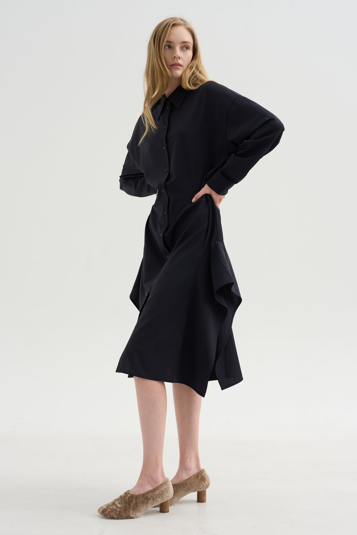 Shirtdress Tropical Wool, Navy