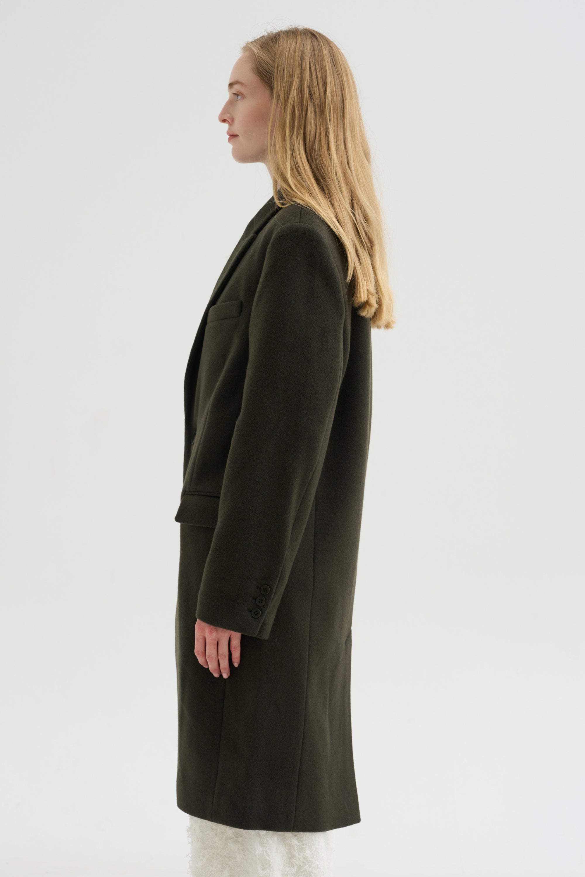 Wool Tailored Men's Midi Coat, Loden