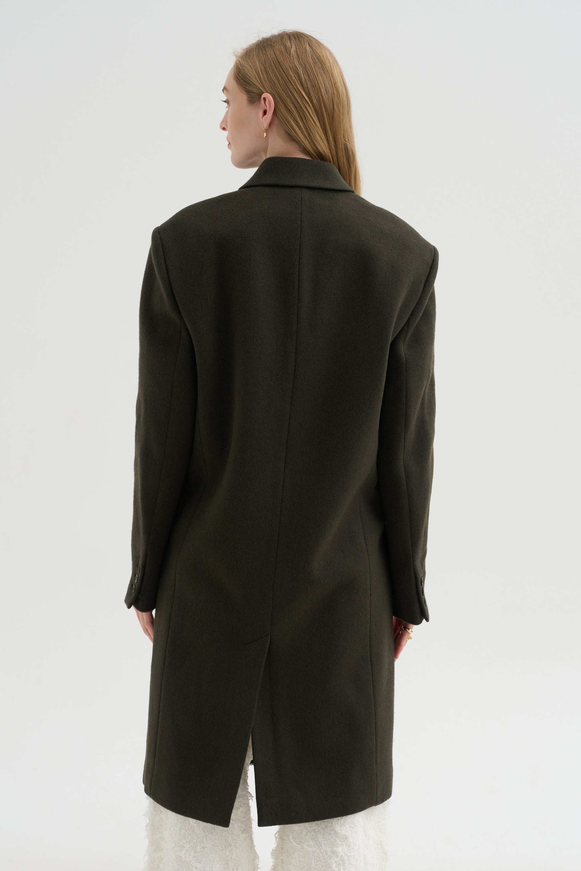 Wool Tailored Men's Midi Coat, Loden