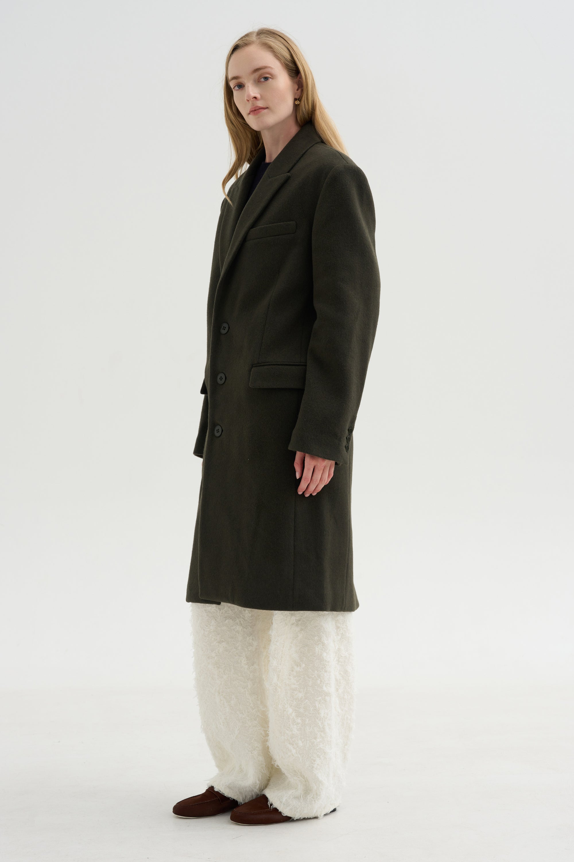Wool Tailored Men's Midi Coat, Loden