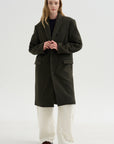 Wool Tailored Men's Midi Coat, Loden