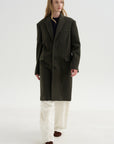 Wool Tailored Men's Midi Coat, Loden