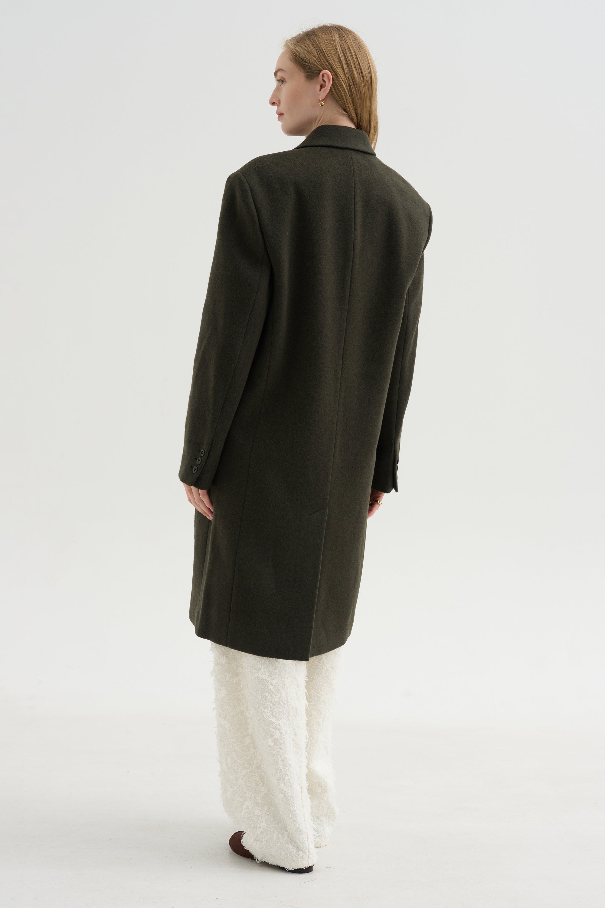 Wool Tailored Men's Midi Coat, Loden