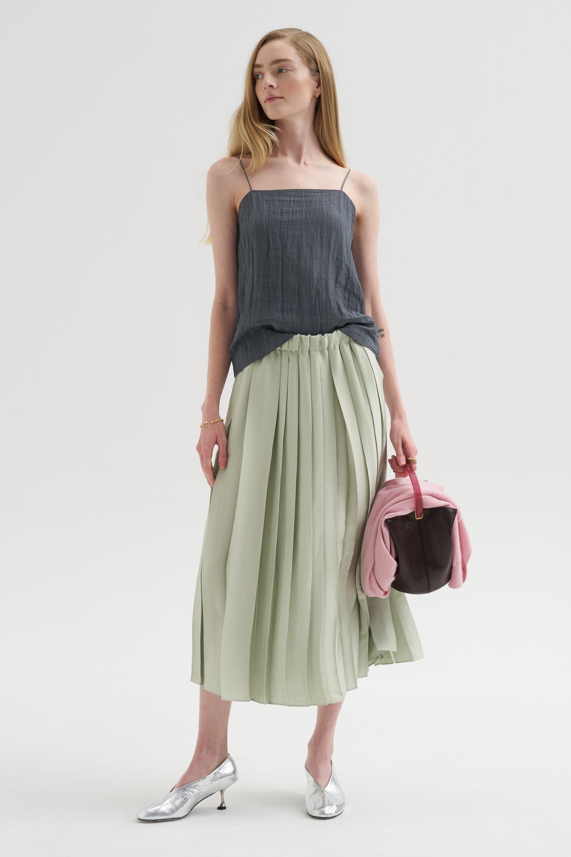Feather Weight Pleated Pull On Skirt