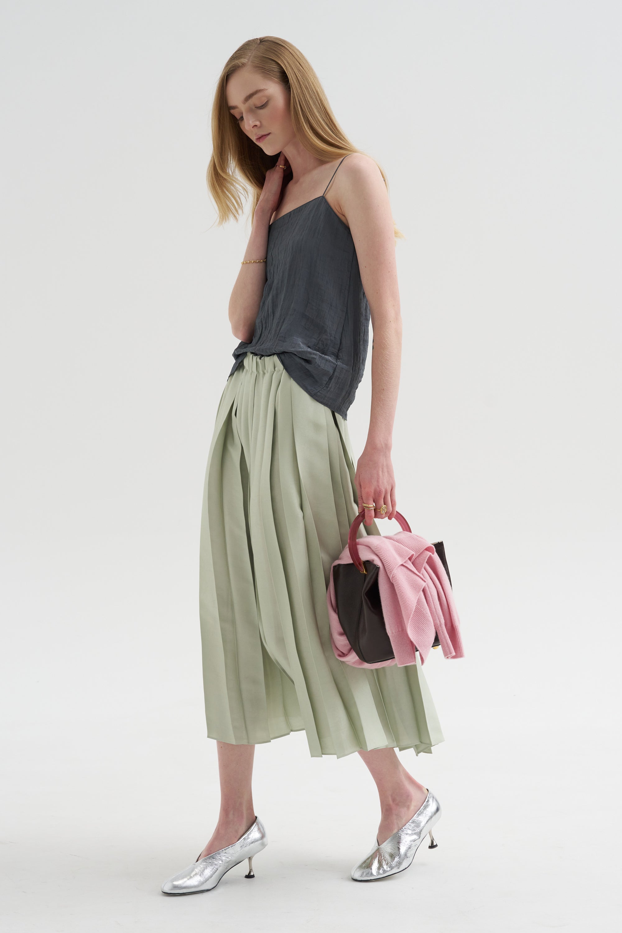 Feather Weight Pleated Pull On Skirt