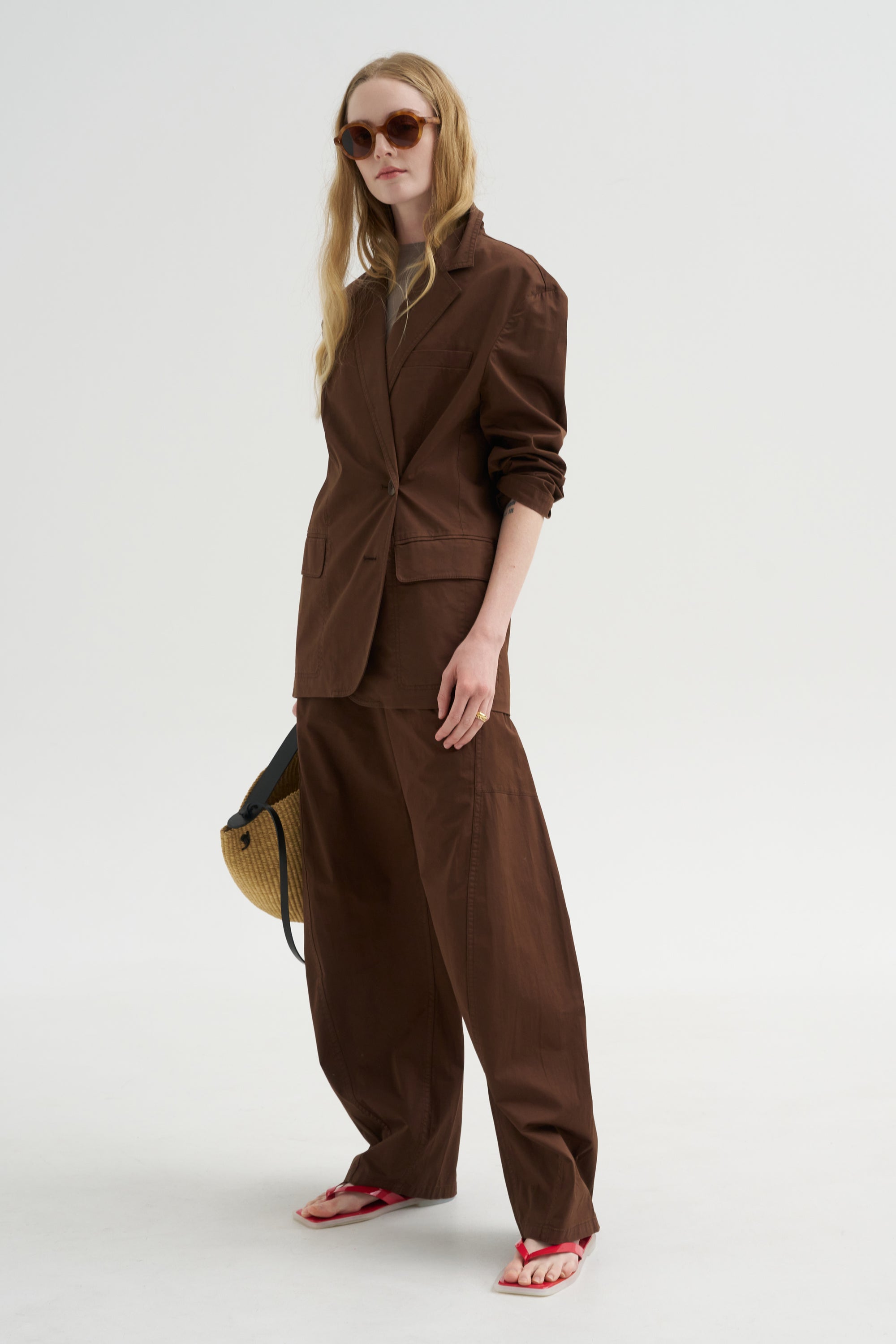 Garment Dyed Silky Cotton Winslow Pull On Pant, Brown