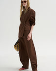 Garment Dyed Silky Cotton Winslow Pull On Pant, Brown