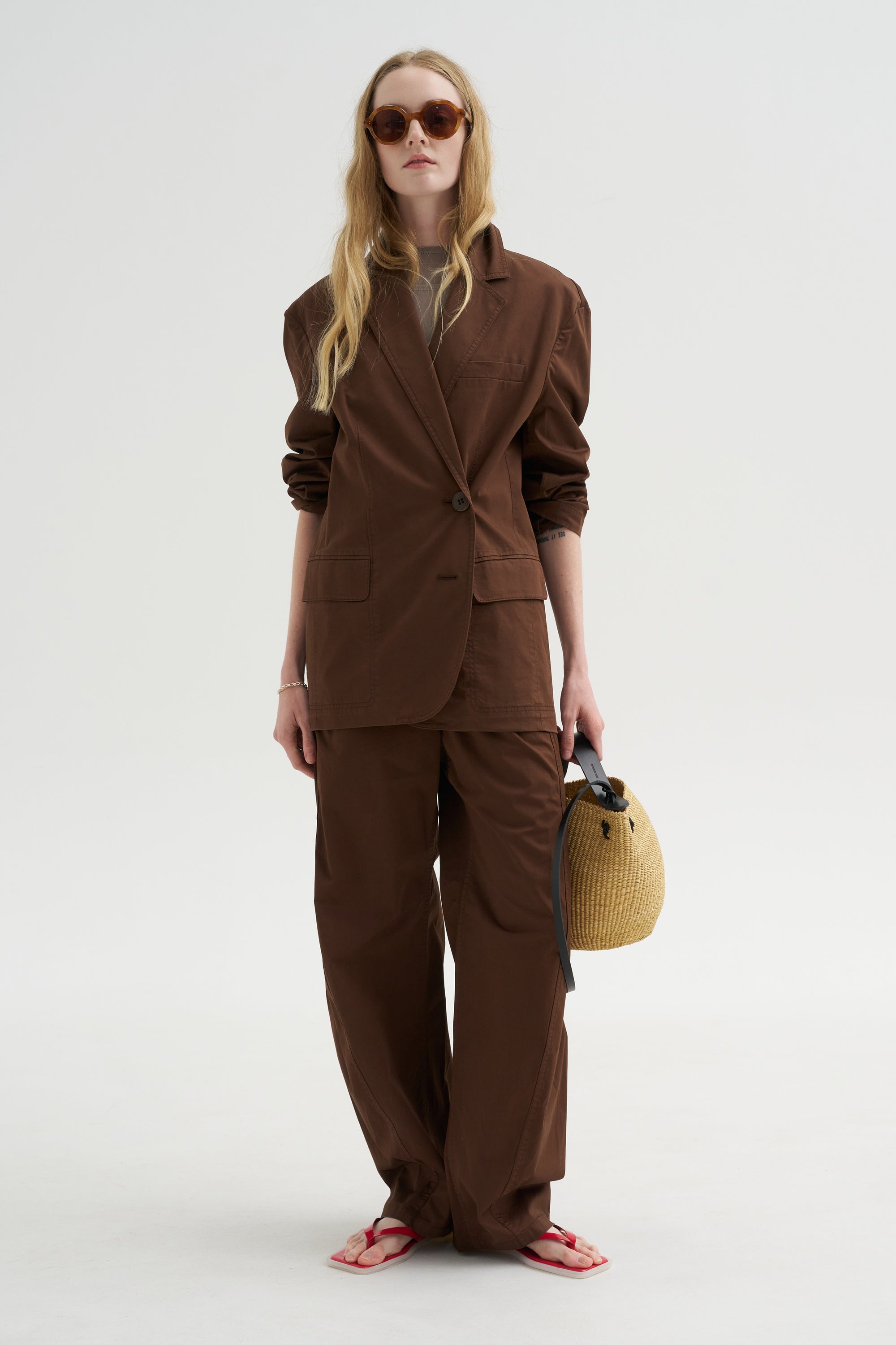 Garment Dyed Silky Cotton Winslow Pull On Pant, Brown