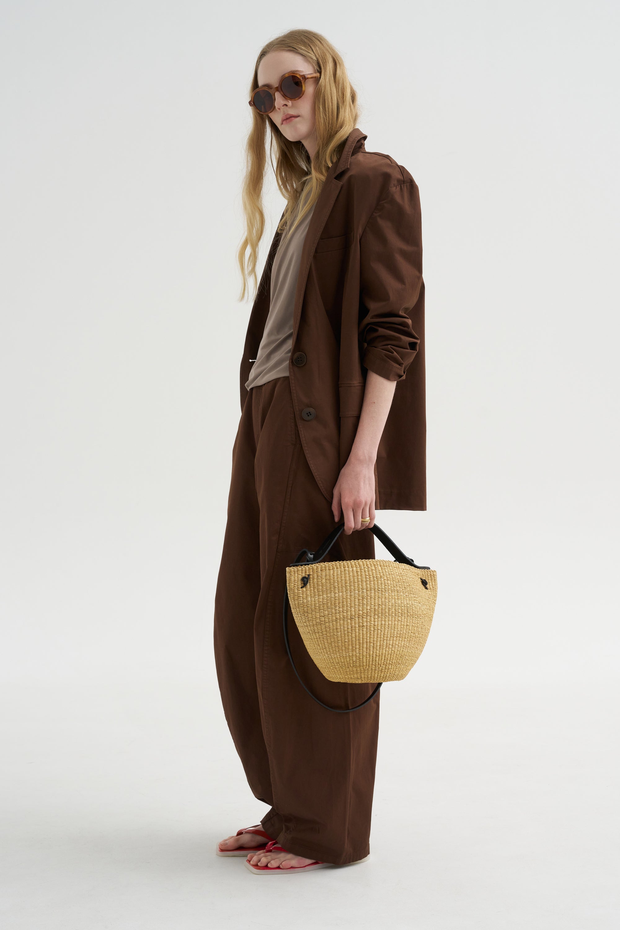 Garment Dyed Silky Cotton Winslow Pull On Pant, Brown
