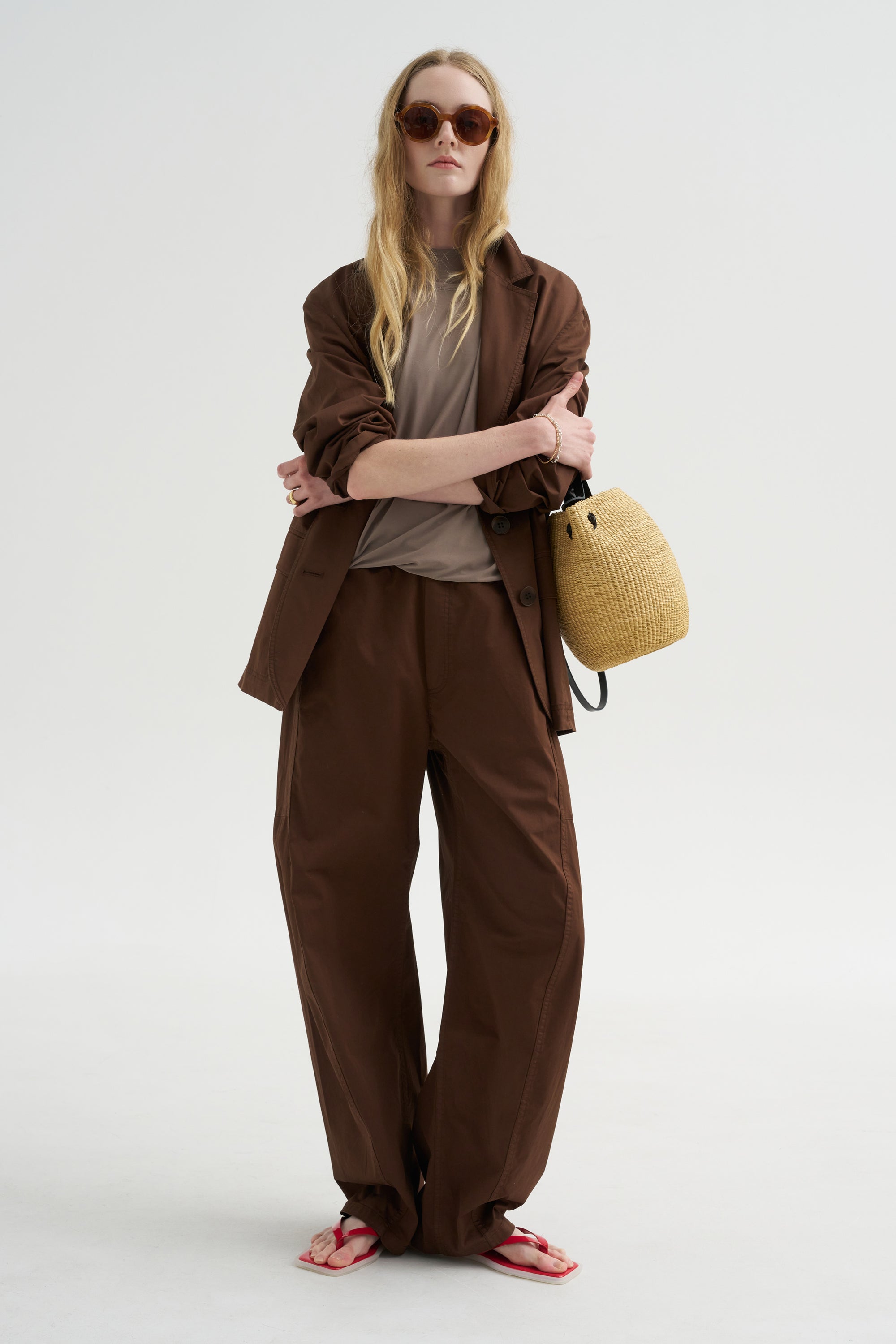 Garment Dyed Silky Cotton Winslow Pull On Pant, Brown