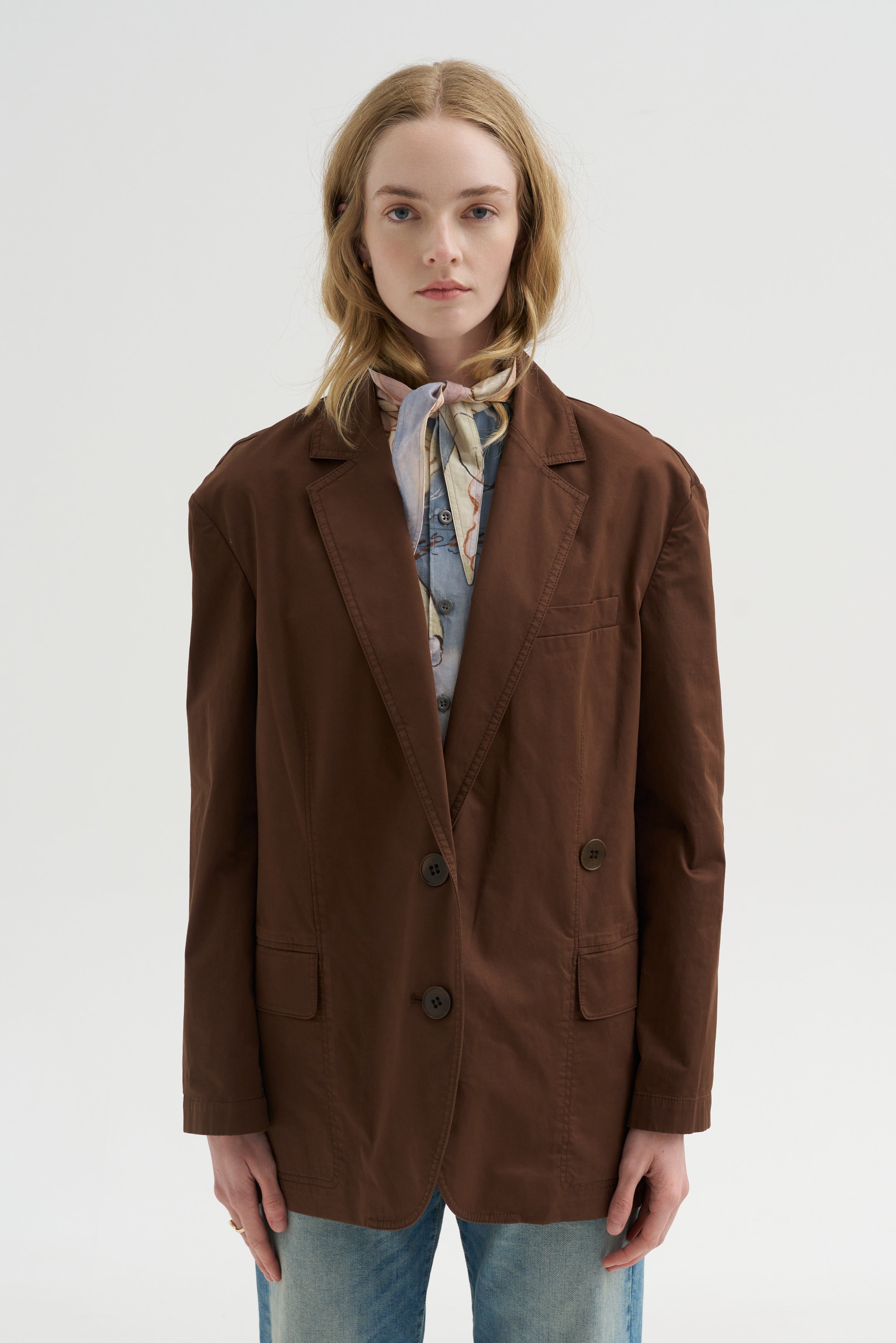 Garment Dyed Silky Cotton Liam Blazer, Brown – Kick Pleat