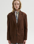 Garment Dyed Silky Cotton Liam Blazer, Brown