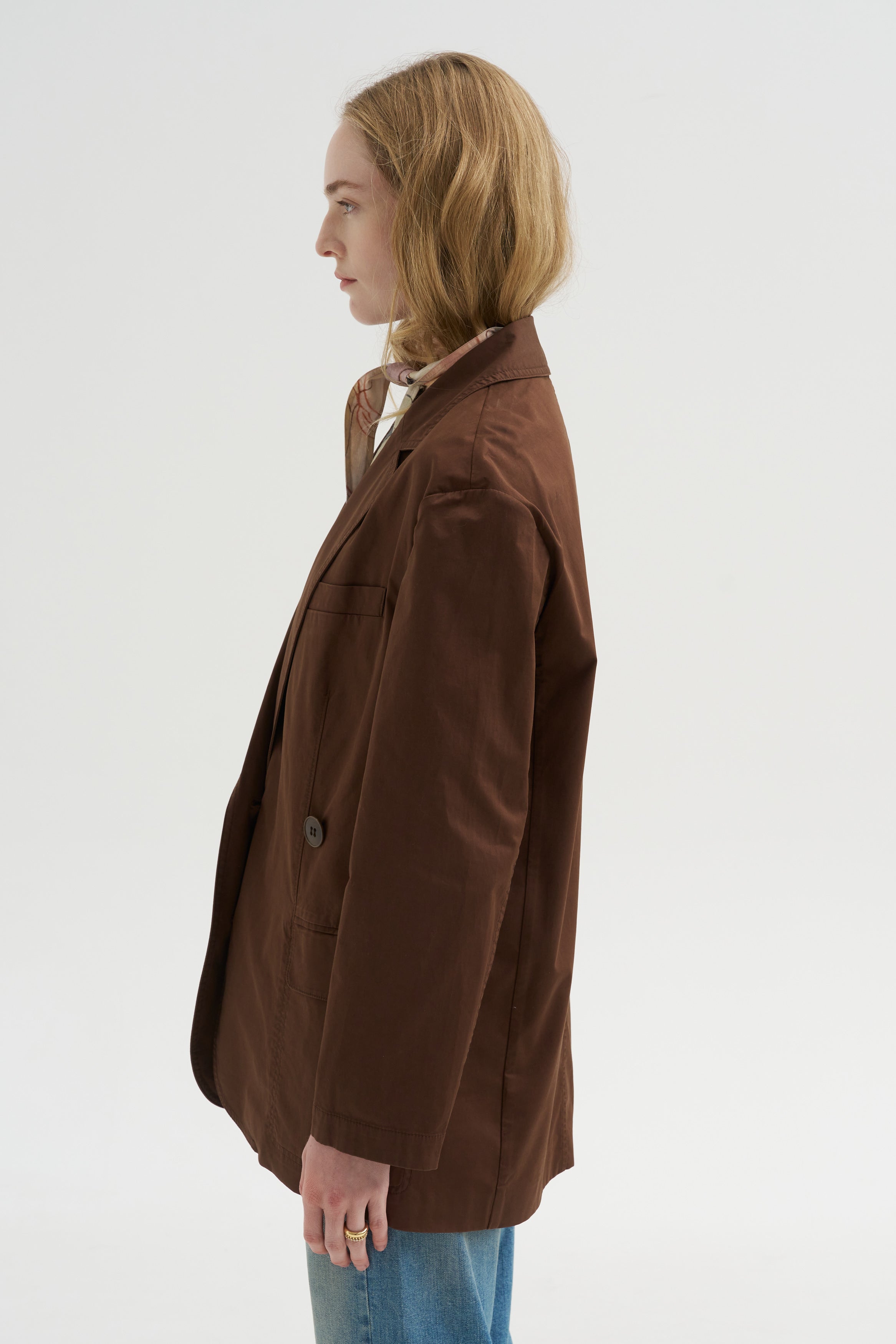 Garment Dyed Silky Cotton Liam Blazer, Brown – Kick Pleat