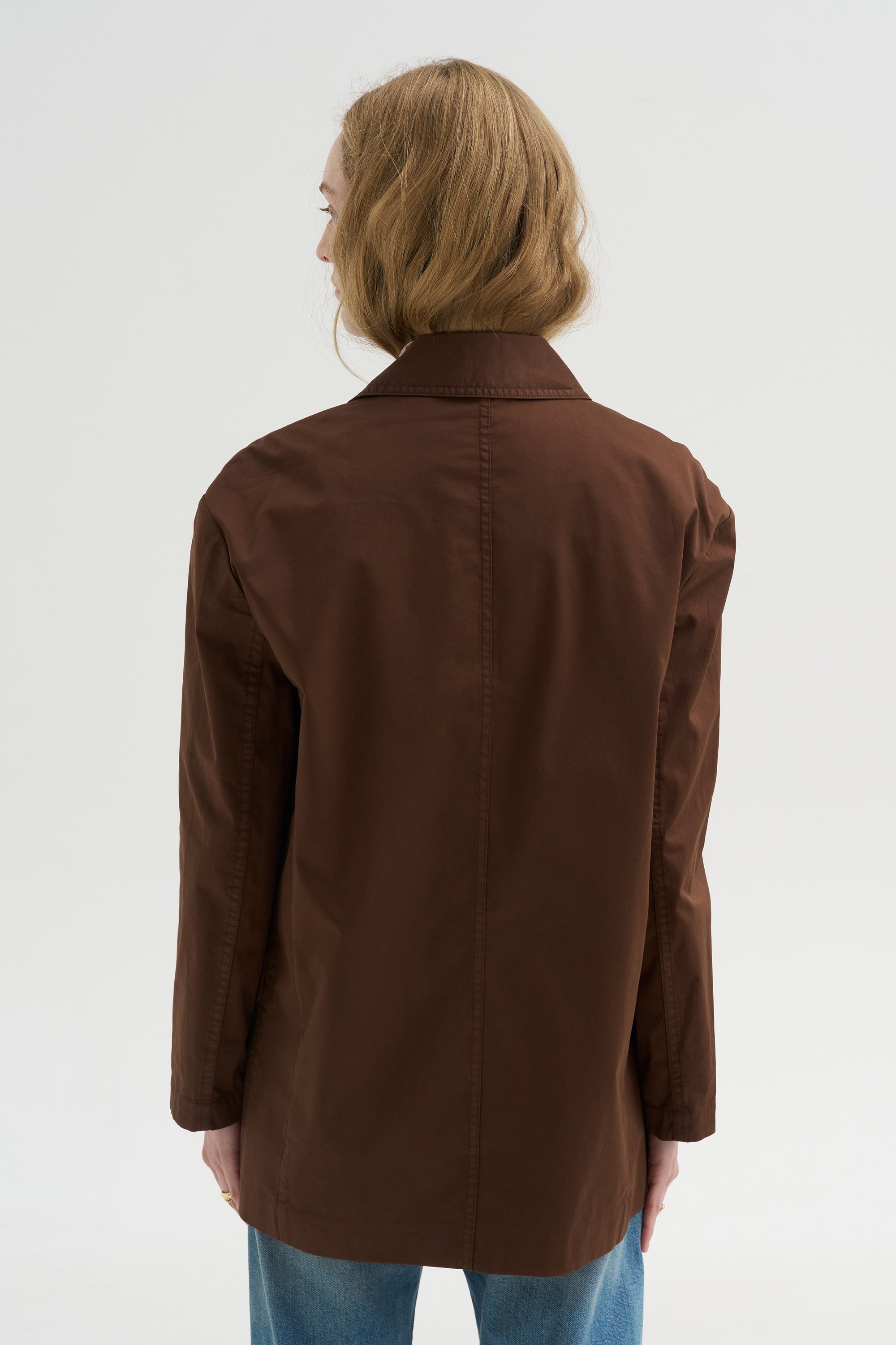 Garment Dyed Silky Cotton Liam Blazer, Brown