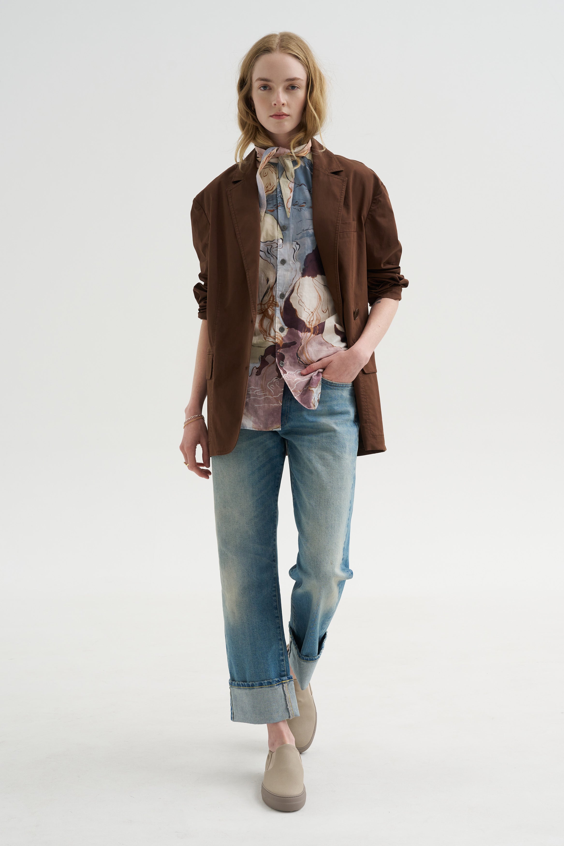 Garment Dyed Silky Cotton Liam Blazer, Brown – Kick Pleat