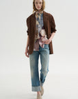 Garment Dyed Silky Cotton Liam Blazer, Brown