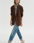 Garment Dyed Silky Cotton Liam Blazer, Brown