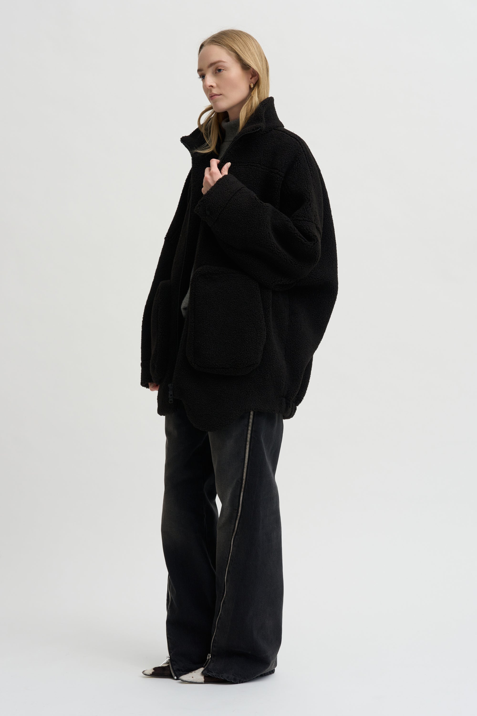 Pre-Order • Zip-Up Bomber Cozy Fleece, Black