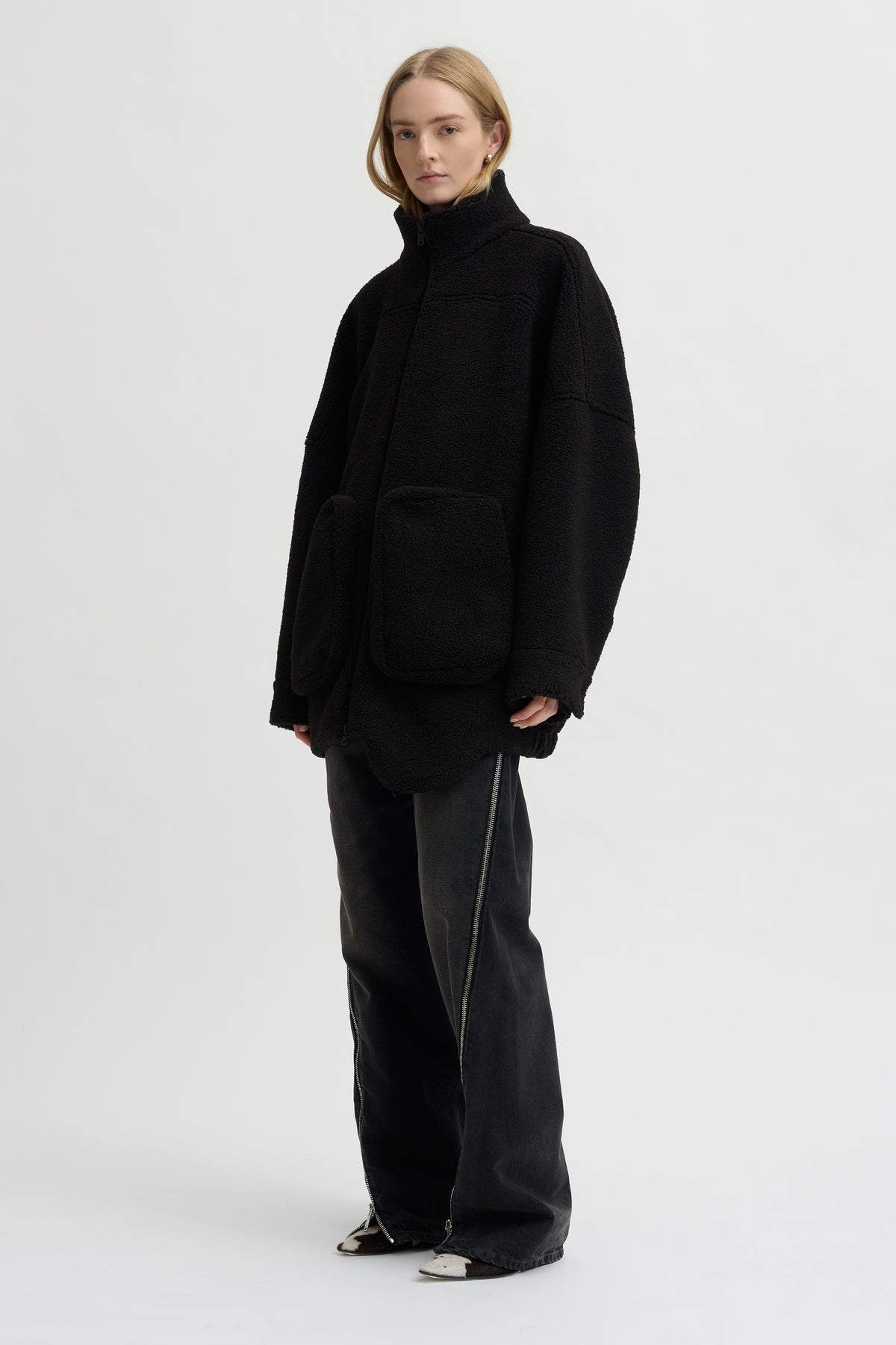 Pre-Order • Zip-Up Bomber Cozy Fleece, Black