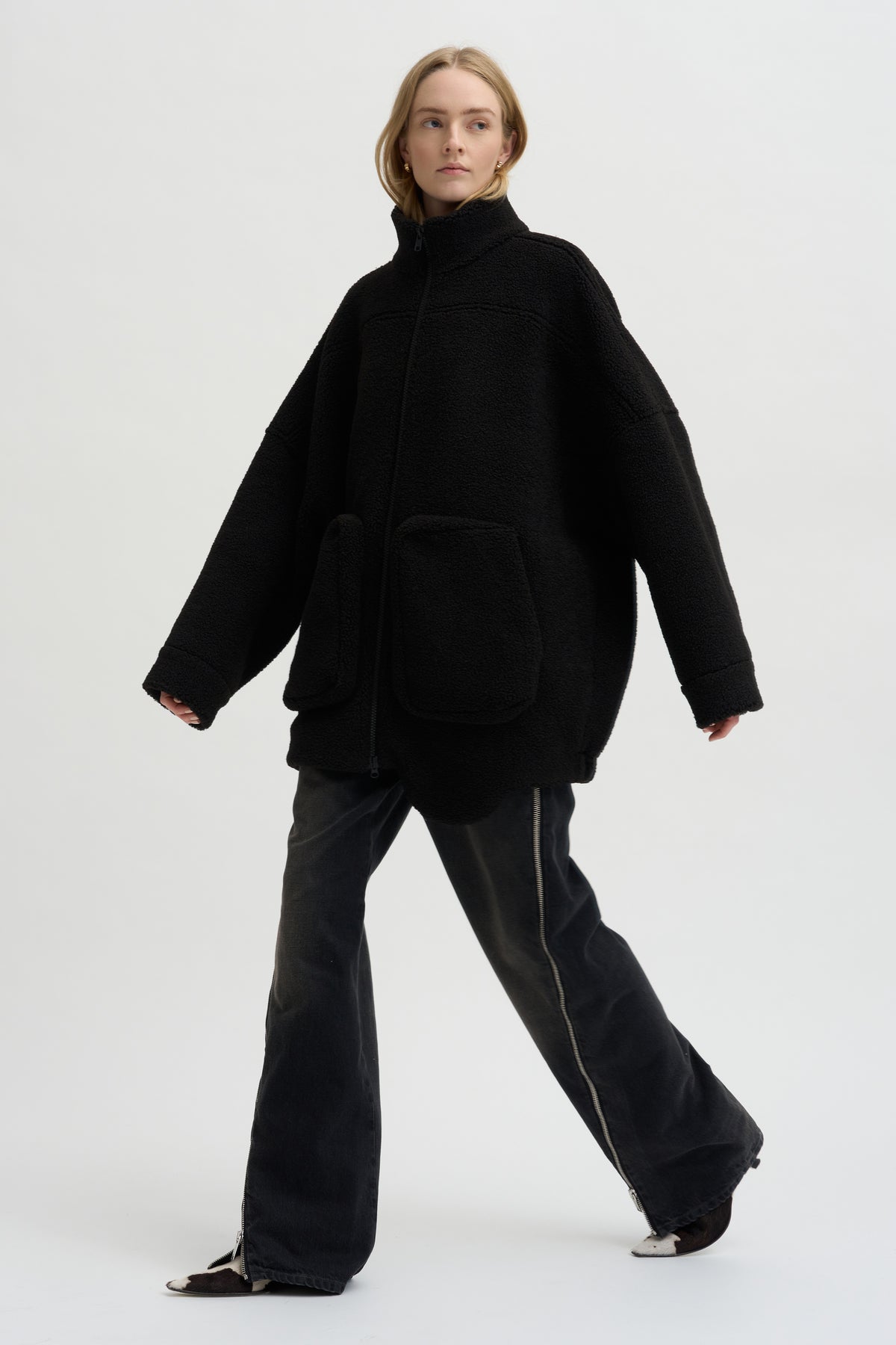 Pre-Order • Zip-Up Bomber Cozy Fleece, Black