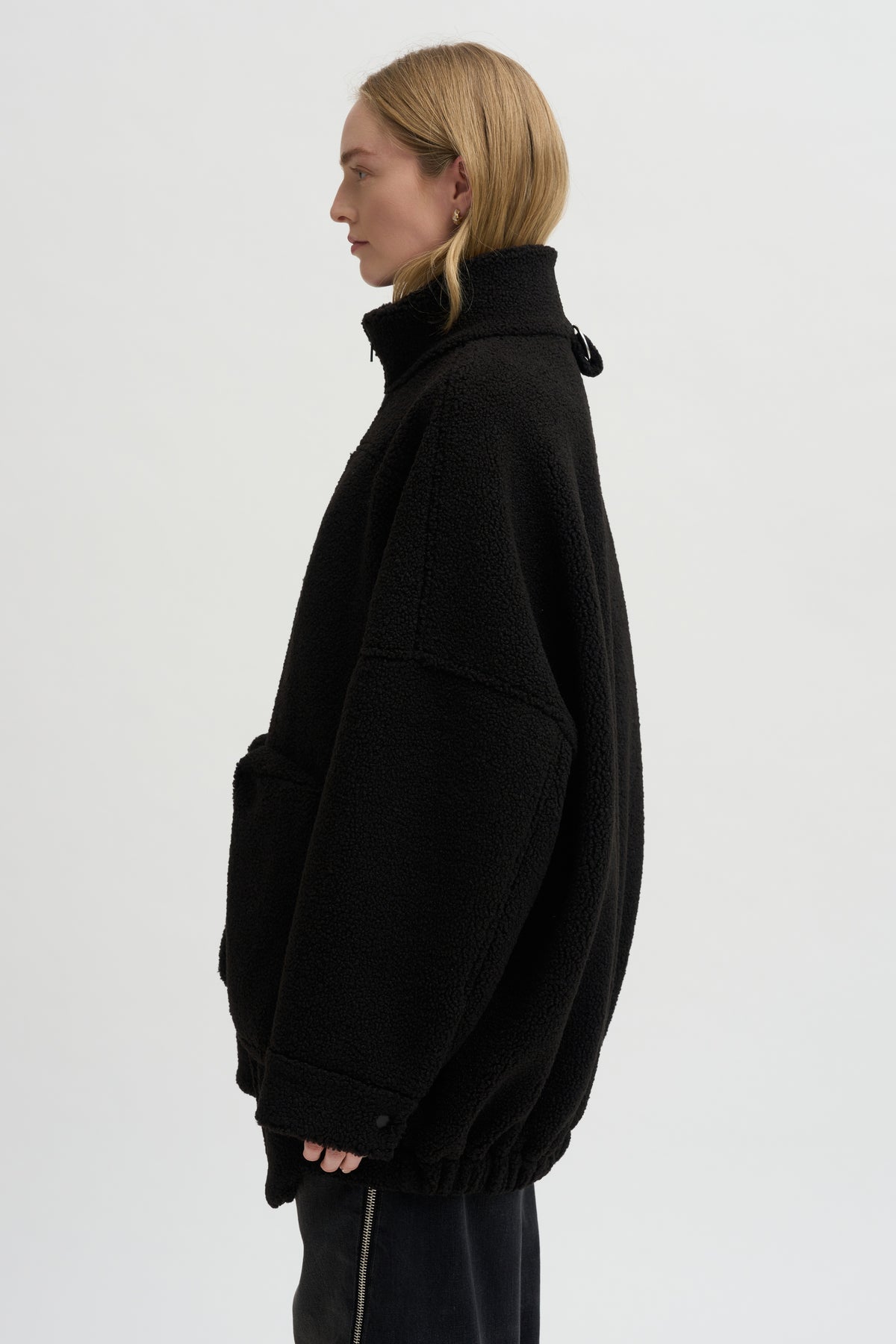 Pre-Order • Zip-Up Bomber Cozy Fleece, Black