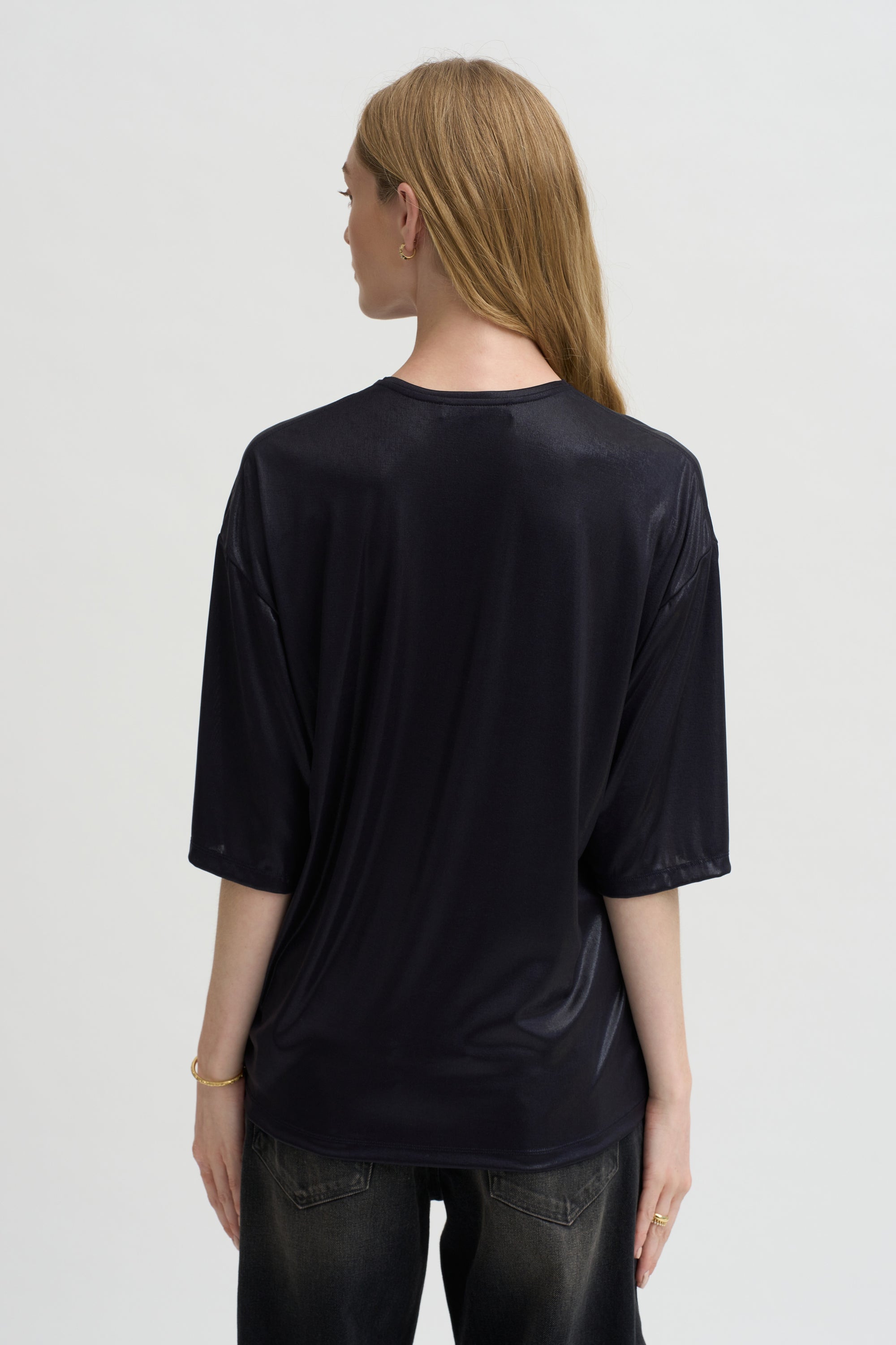 Pre-Order • Metallic Knit Easy T, Navy