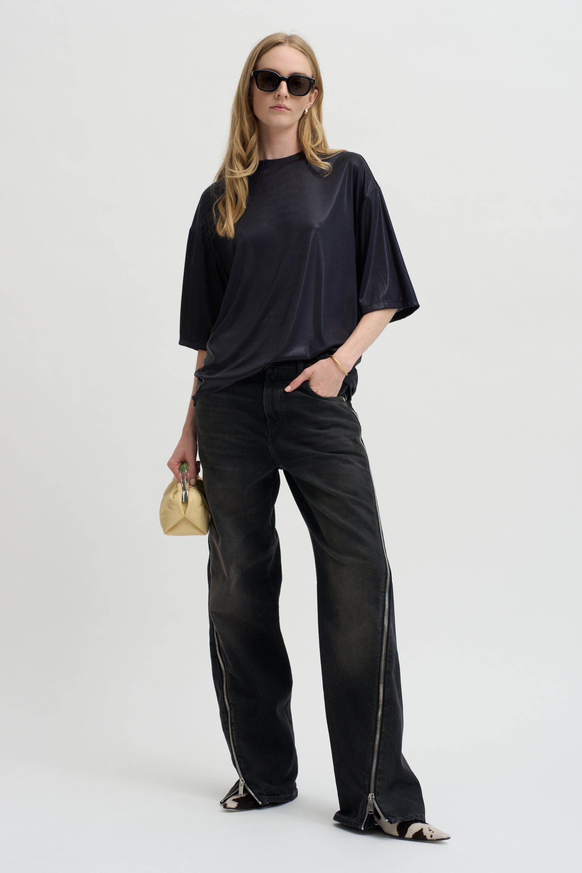 Pre-Order • Metallic Knit Easy T, Navy