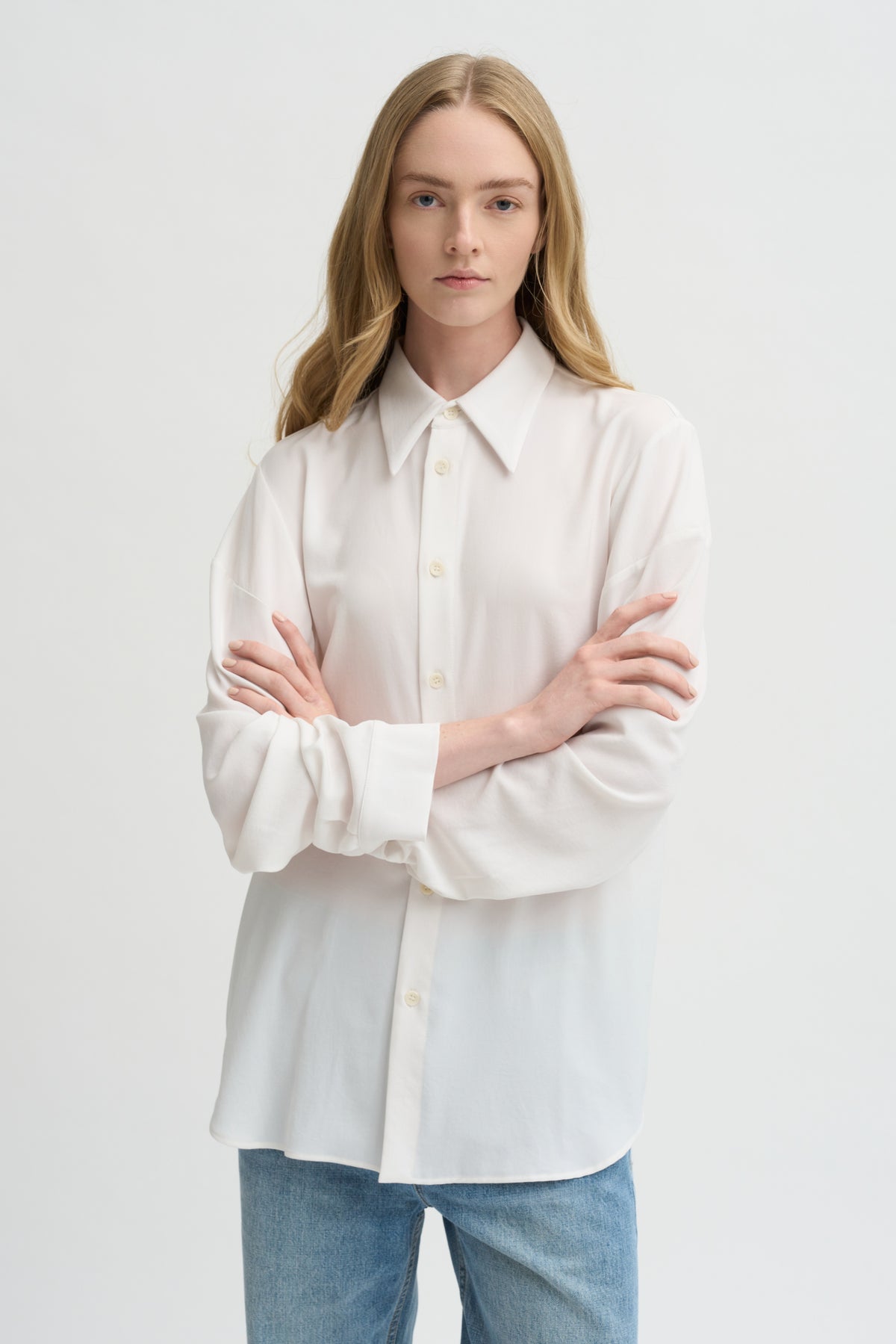 Soft Drape Hinged Shirt, Ivory