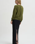 Pre-Order •  Recycled Tropical Wool Double Slit Maxi Skirt, Black