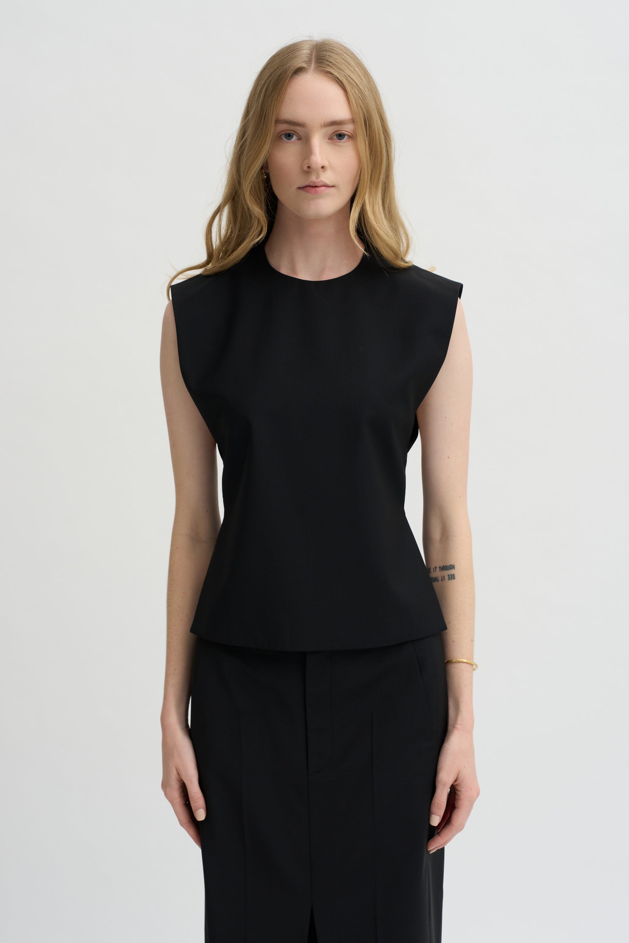 Pre-Order • Recycled Tropical Wool Bib Top, Black