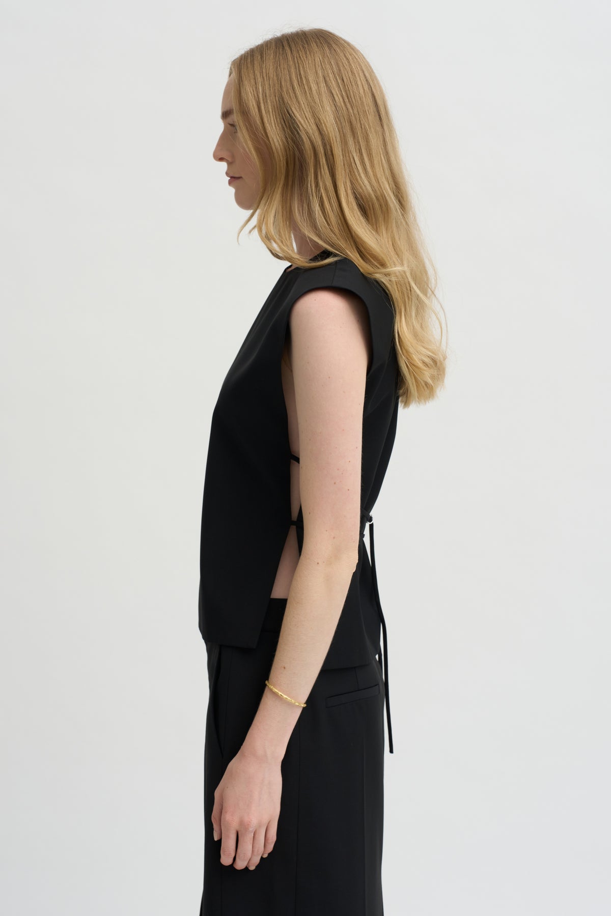 Pre-Order • Recycled Tropical Wool Bib Top, Black