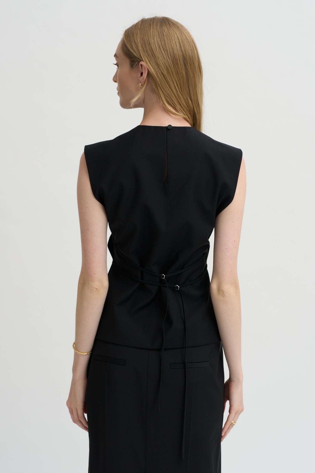 Pre-Order • Recycled Tropical Wool Bib Top, Black