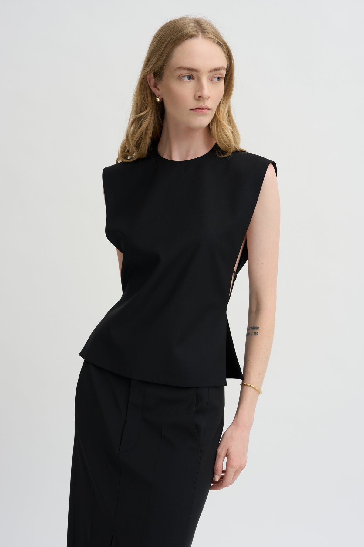Pre-Order • Recycled Tropical Wool Bib Top, Black