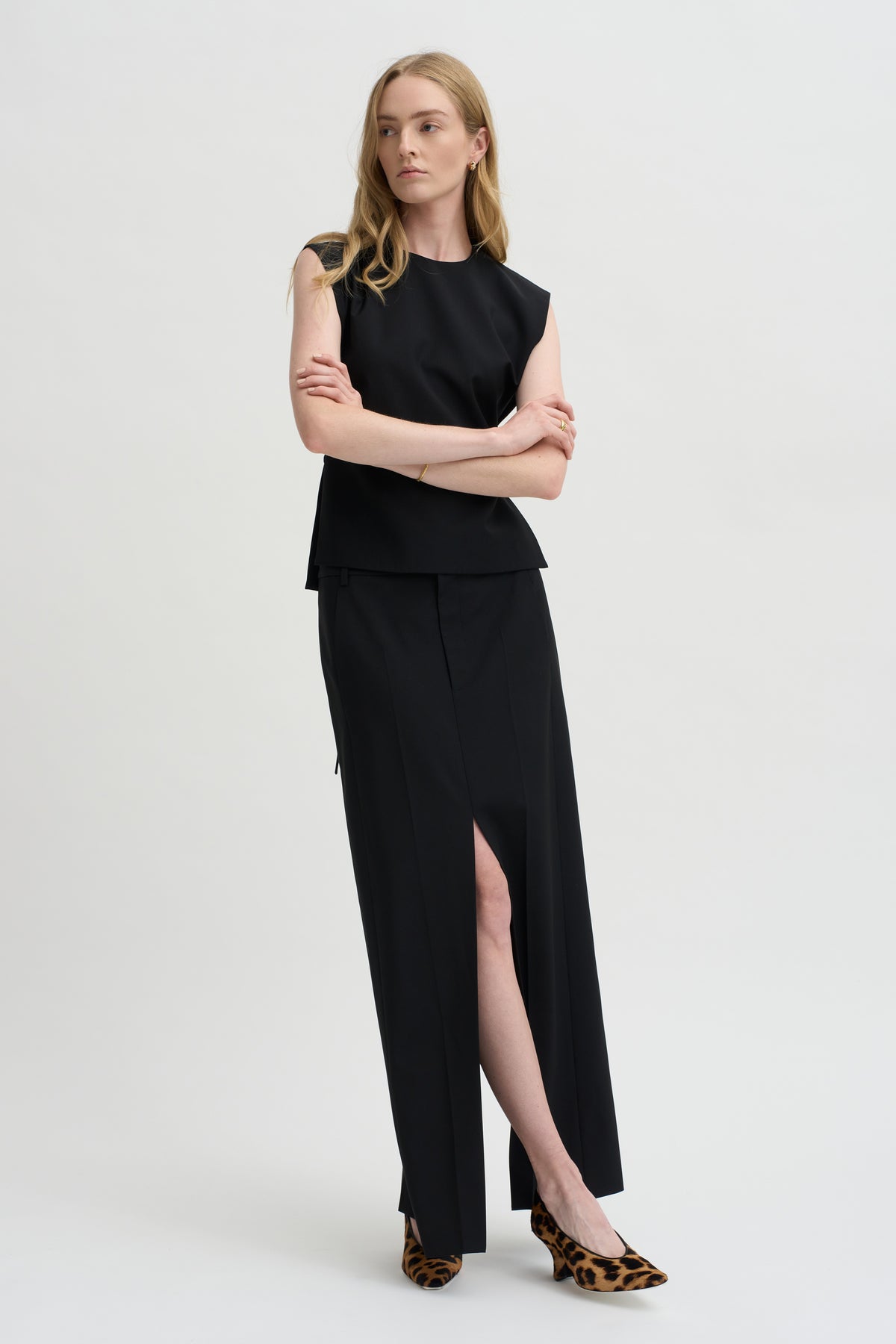 Pre-Order • Recycled Tropical Wool Bib Top, Black