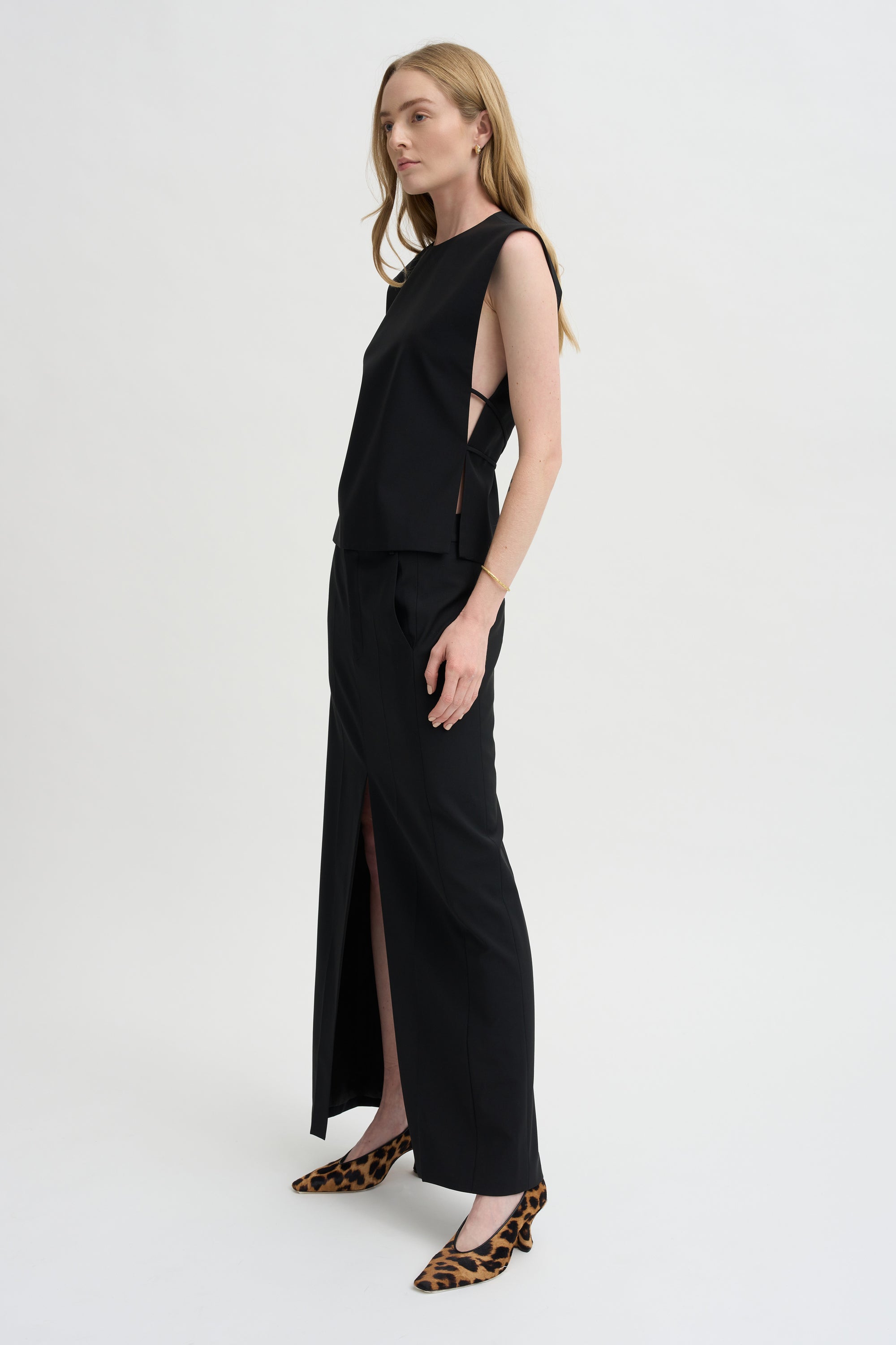 Pre-Order • Recycled Tropical Wool Bib Top, Black