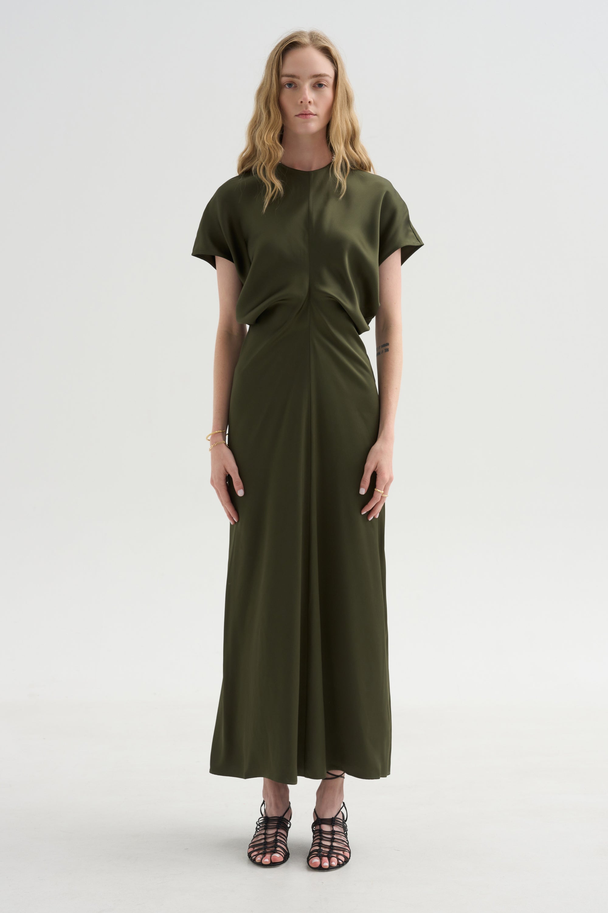 Slouch Waist Dress, Dark Green