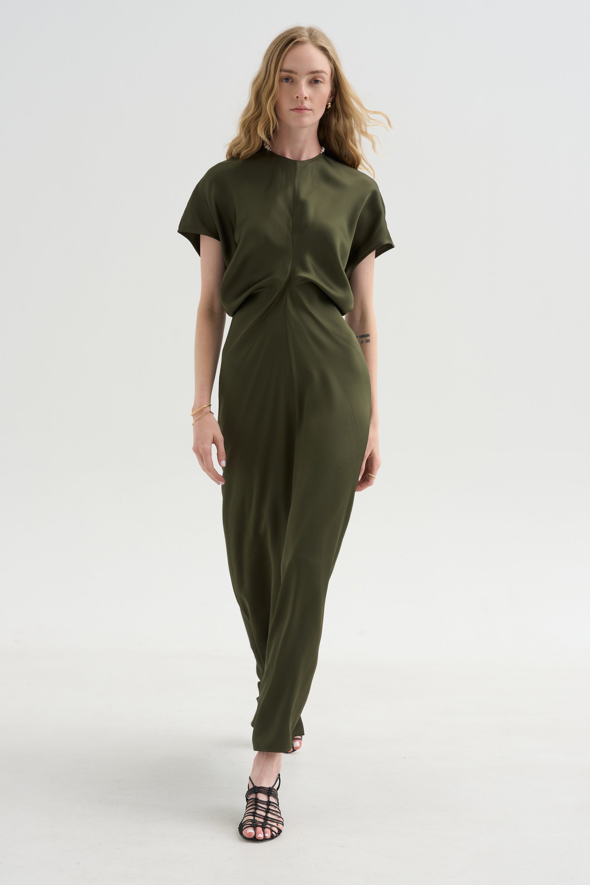 Slouch Waist Dress, Dark Green