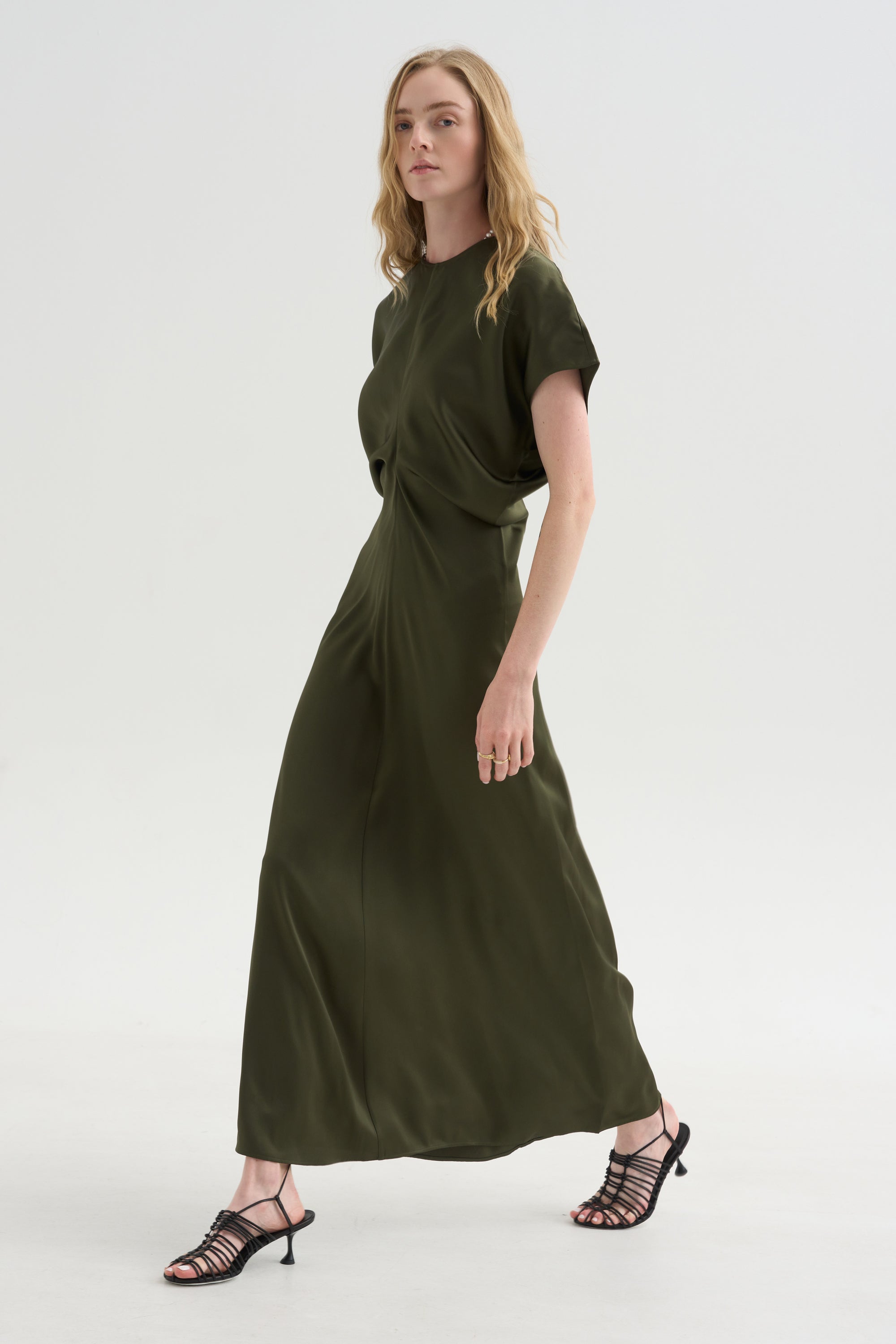 Slouch Waist Dress, Dark Green