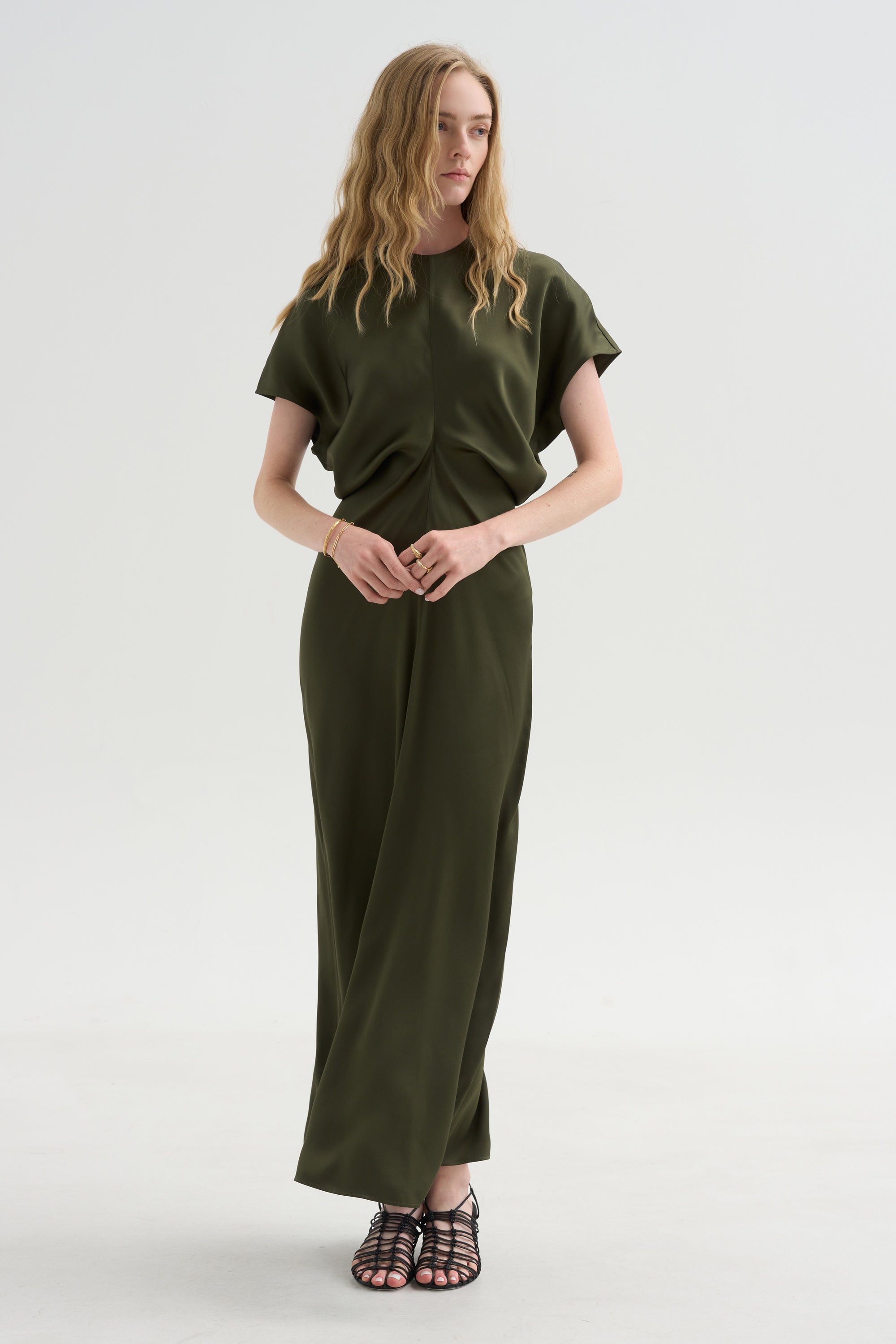 Slouch Waist Dress, Dark Green